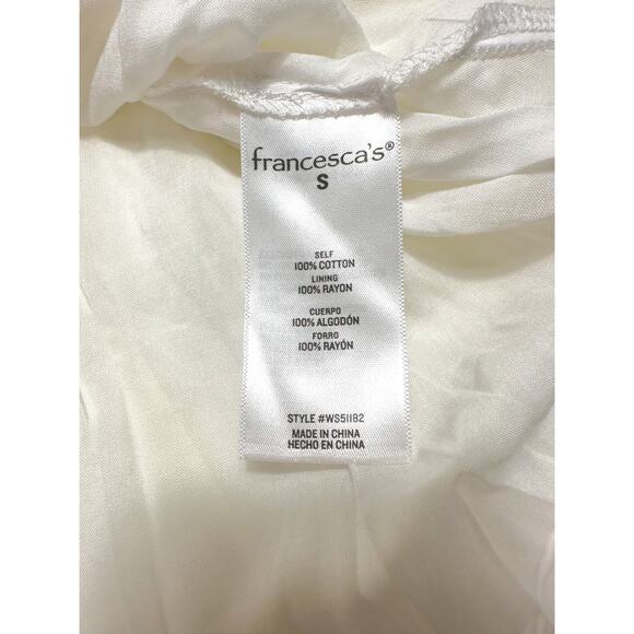 Audrey Parks for Francesca's Ivory Lace Trim Boho Mini Dress Small - Picture 6 of 9